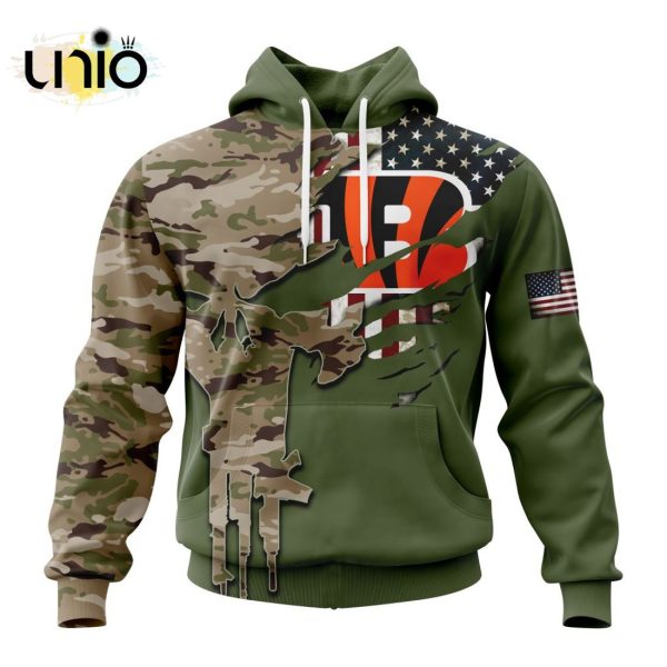 Custom NFL Cincinnati Bengals Special Camo Design For Veterans Day Hoodie 3D