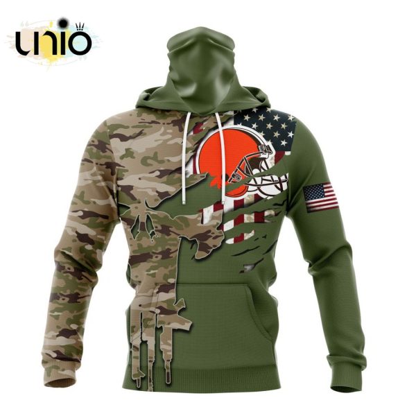 Custom NFL Cleveland Browns Special Camo Design For Veterans Day Hoodie 3D