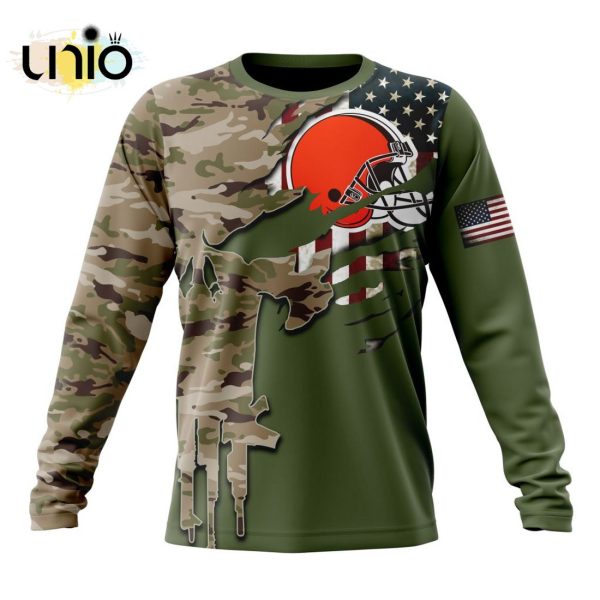 Custom NFL Cleveland Browns Special Camo Design For Veterans Day Hoodie 3D