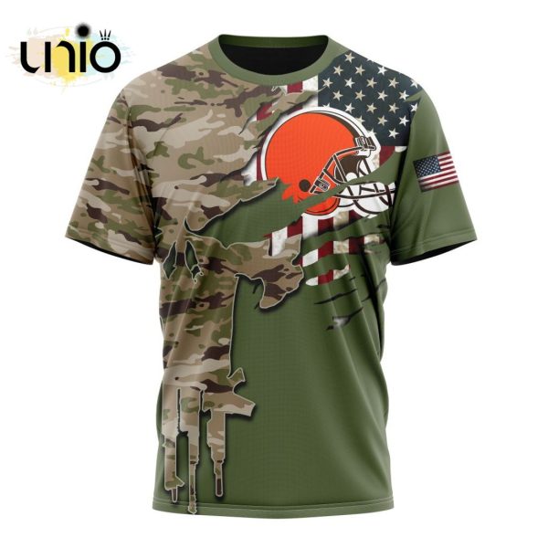 Custom NFL Cleveland Browns Special Camo Design For Veterans Day Hoodie 3D