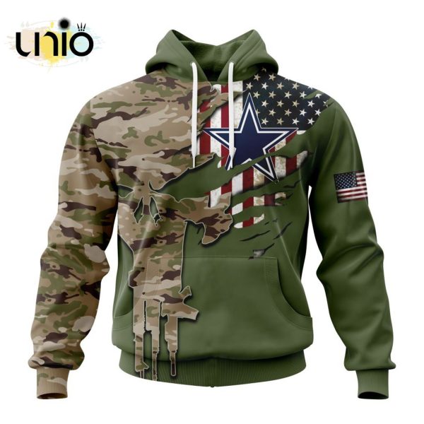 Custom NFL Dallas Cowboys Special Camo Design For Veterans Day Hoodie 3D