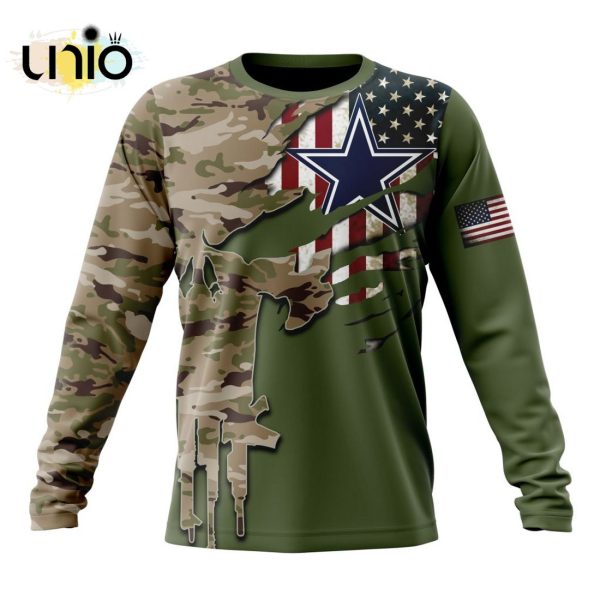 Custom NFL Dallas Cowboys Special Camo Design For Veterans Day Hoodie 3D