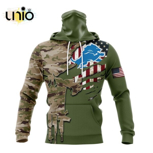 Custom NFL Detroit Lions Special Camo Design For Veterans Day Hoodie 3D