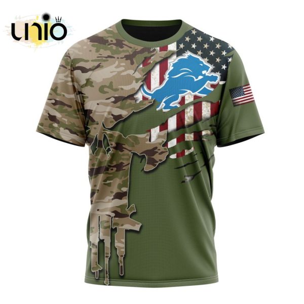 Custom NFL Detroit Lions Special Camo Design For Veterans Day Hoodie 3D