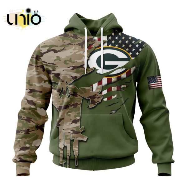 Custom NFL Green Bay Packers Special Camo Design For Veterans Day Hoodie 3D