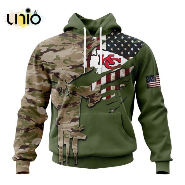 Custom NFL Kansas City Chiefs Special Camo Design For Veterans Day Hoodie 3D