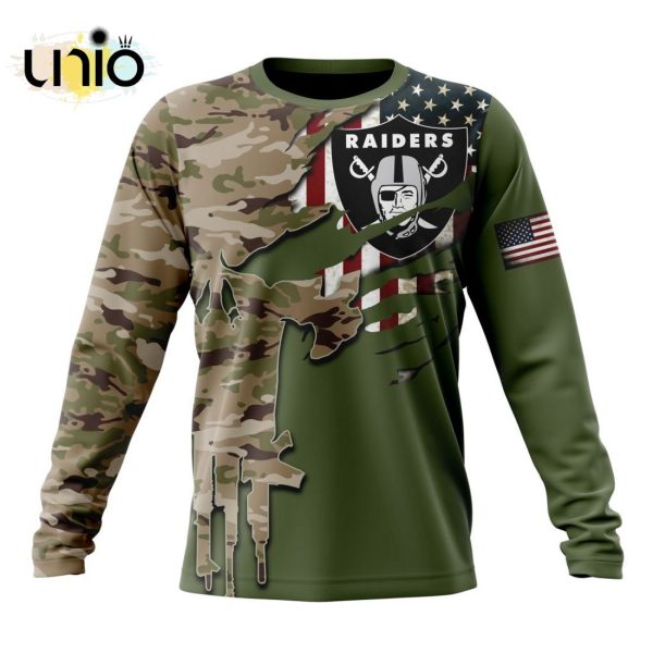 Custom NFL Las Vegas Raiders Special Camo Design For Veterans Day Hoodie 3D