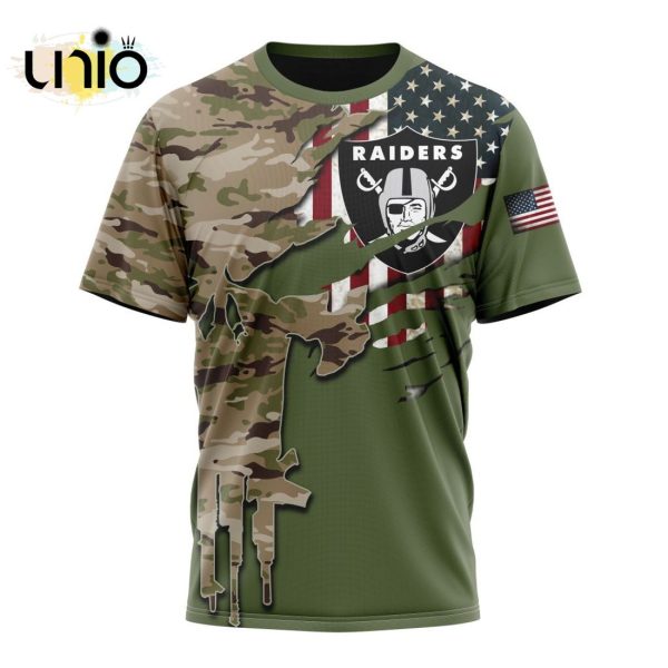 Custom NFL Las Vegas Raiders Special Camo Design For Veterans Day Hoodie 3D