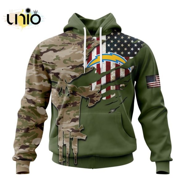 Custom NFL Los Angeles Chargers Special Camo Design For Veterans Day Hoodie 3D