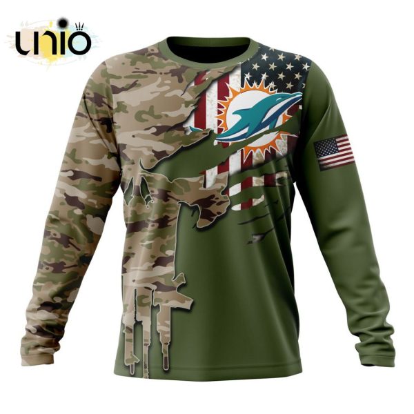 Custom NFL Miami Dolphins Special Camo Design For Veterans Day Hoodie 3D