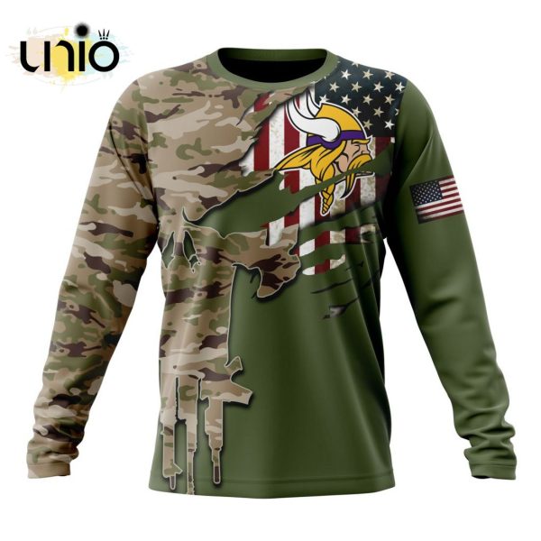 Custom NFL Minnesota Vikings Special Camo Design For Veterans Day Hoodie 3D