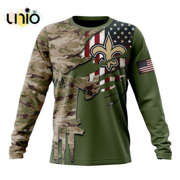 Custom NFL New Orleans Saints Special Camo Design For Veterans Day Hoodie 3D