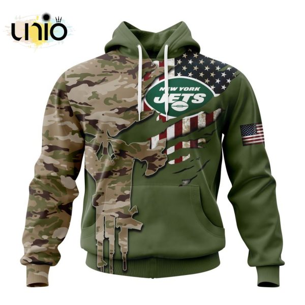 Custom NFL New York Jets Special Camo Design For Veterans Day Hoodie 3D