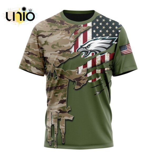 Custom NFL Philadelphia Eagles Special Camo Design For Veterans Day Hoodie 3D