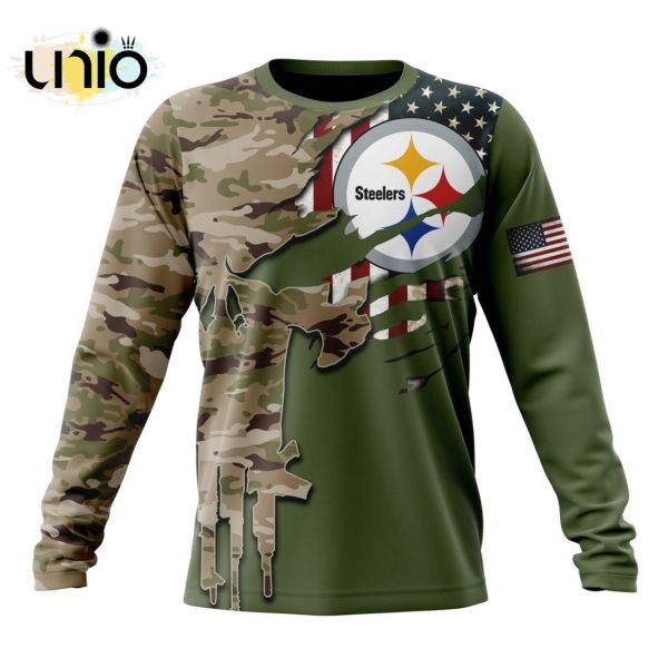 Custom NFL Pittsburgh Steelers Special Camo Design For Veterans Day Hoodie 3D