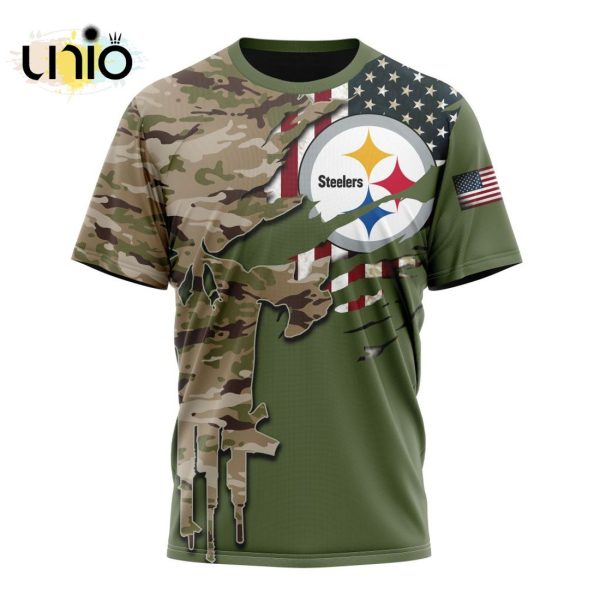 Custom NFL Pittsburgh Steelers Special Camo Design For Veterans Day Hoodie 3D