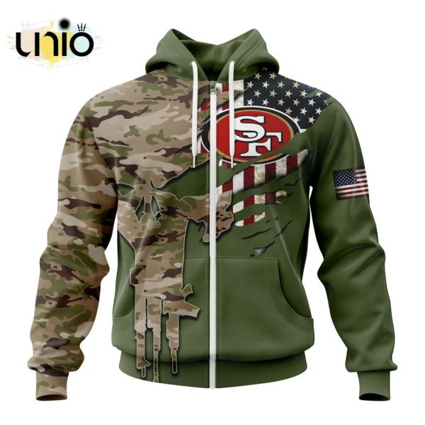 Custom NFL San Francisco 49ers Special Camo Design For Veterans Day Hoodie 3D