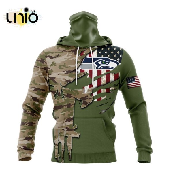 Custom NFL Seattle Seahawks Special Camo Design For Veterans Day Hoodie 3D