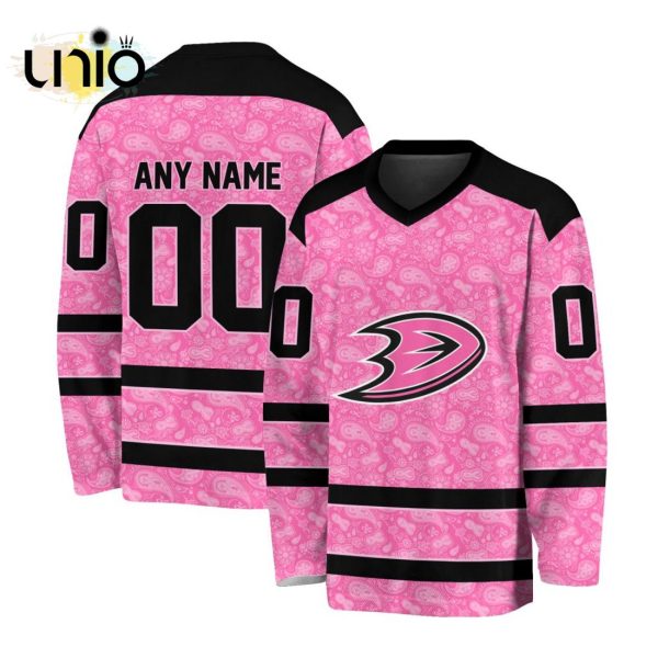 Custom NHL Anaheim Ducks Special Pink V-neck Long Sleeve