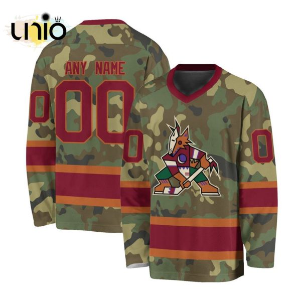 Custom NHL Arizona Coyotes Special Camo Design V-neck Long Sleeve