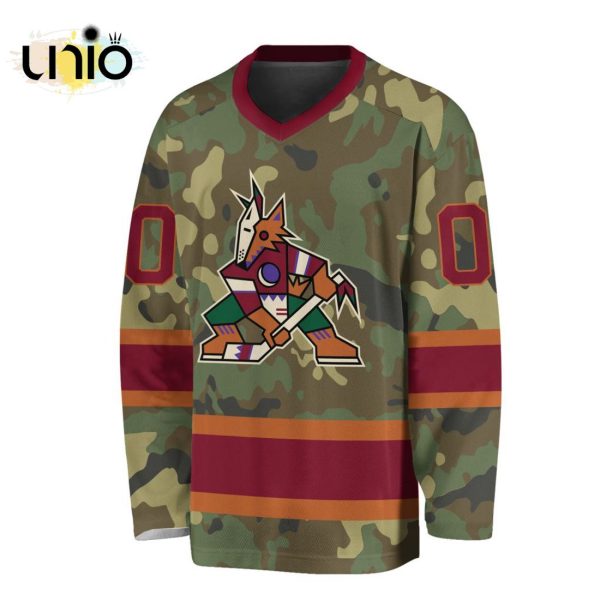 Custom NHL Arizona Coyotes Special Camo Design V-neck Long Sleeve