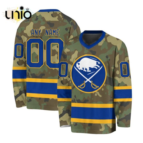 Custom NHL Buffalo Sabres Special Camo Design V-neck Long Sleeve