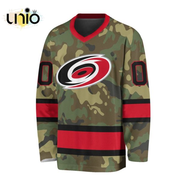 Custom NHL Carolina Hurricanes Special Camo Design V-neck Long Sleeve