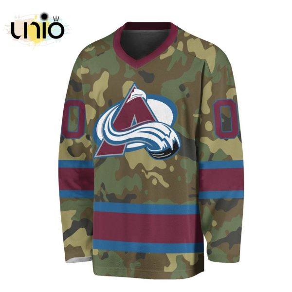 Custom NHL Colorado Avalanche Special Camo Design V-neck Long Sleeve