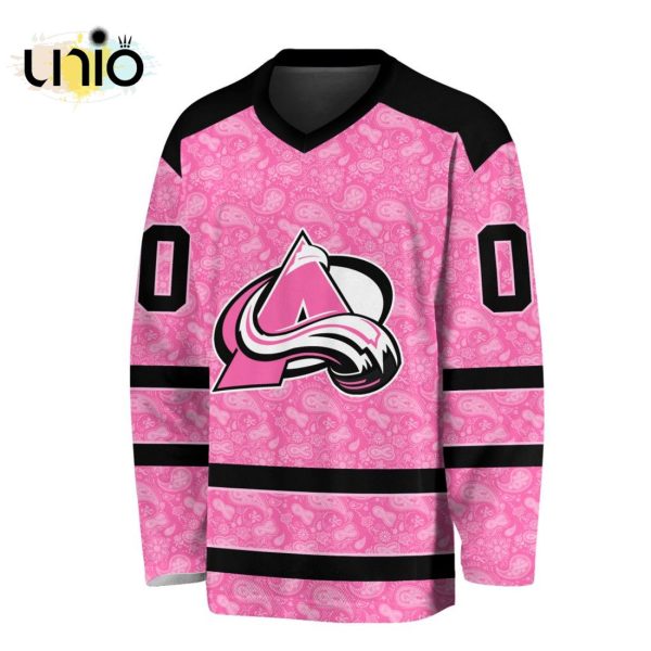 Custom NHL Colorado Avalanche Special Pink V-neck Long Sleeve