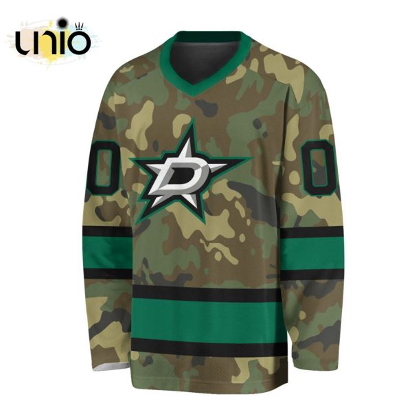 Custom NHL Dallas Stars Special Camo Design V-neck Long Sleeve