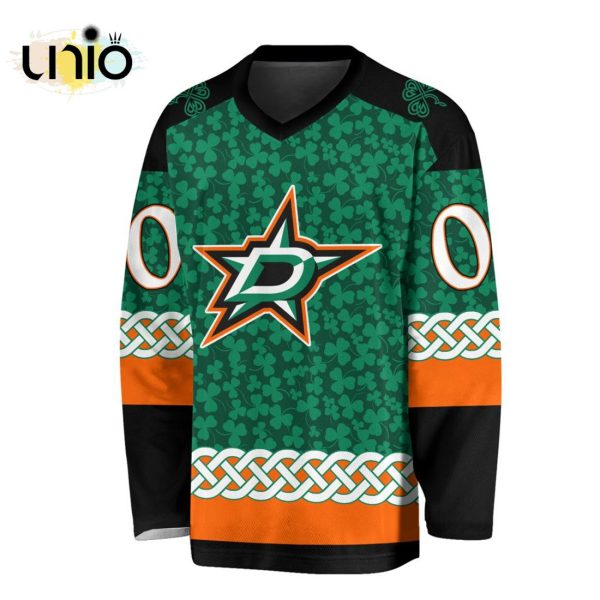 Custom NHL Dallas Stars Special St.Patrick’s Day Design Vneck Long Sleeve