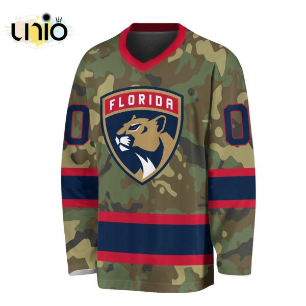 Custom NHL Florida Panthers Special Camo Design V-neck Long Sleeve