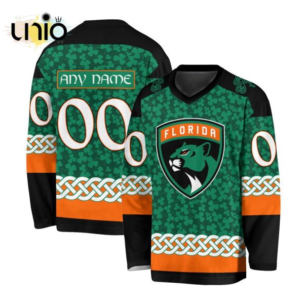 Custom NHL Florida Panthers Special St.Patrick’s Day Design Vneck Long Sleeve