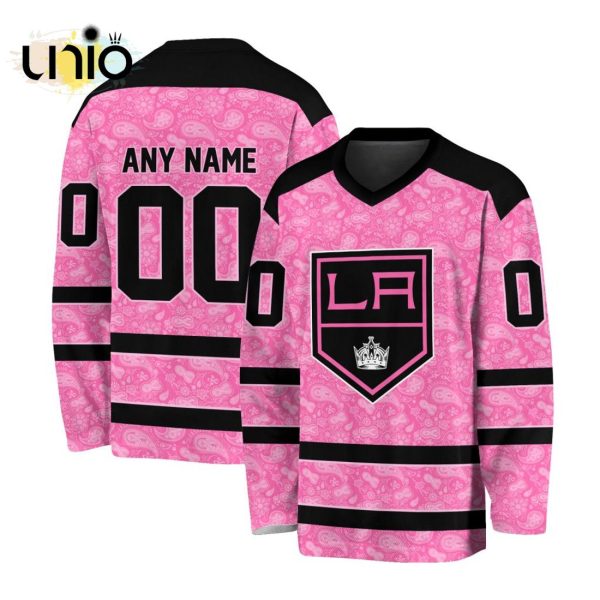 Custom NHL Los Angeles Kings Special Pink V-neck Long Sleeve