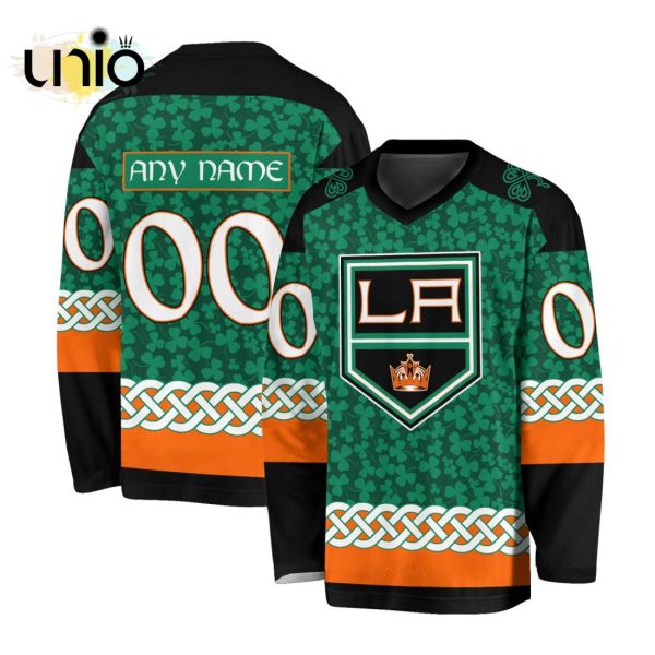 Custom NHL Los Angeles Kings Special St.Patrick’s Day Design Vneck Long Sleeve