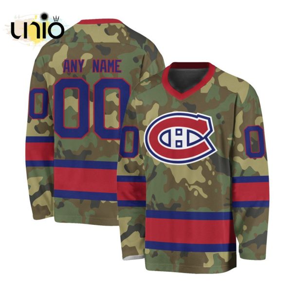 Custom NHL Montreal Canadiens Special Camo Design V-neck Long Sleeve