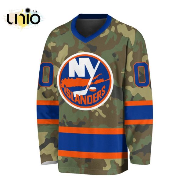 Custom NHL New York Islanders Special Camo Design V-neck Long Sleeve