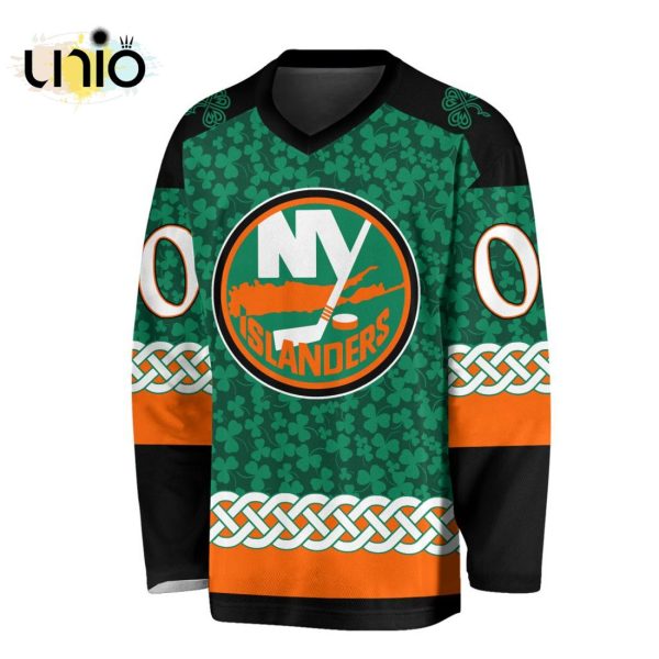 Custom NHL New York Islanders Special St.Patrick’s Day Design Vneck Long Sleeve