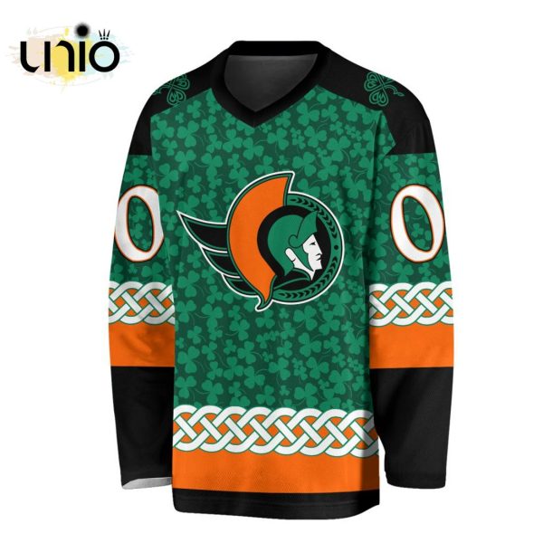 Custom NHL Ottawa Senators Special St.Patrick’s Day Design Vneck Long Sleeve