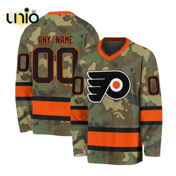 Custom NHL Philadelphia Flyers Special Camo Design V-neck Long Sleeve