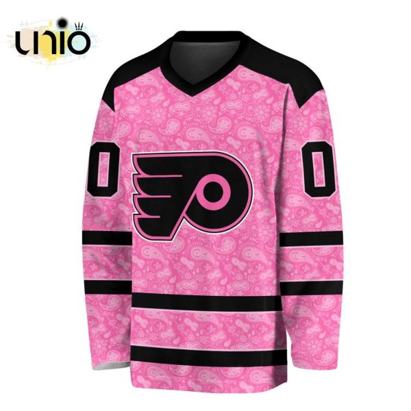 Custom NHL Philadelphia Flyers Special Pink V-neck Long Sleeve