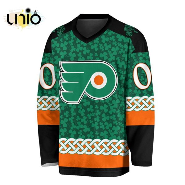 Custom NHL Philadelphia Flyers Special St.Patrick’s Day Design Vneck Long Sleeve