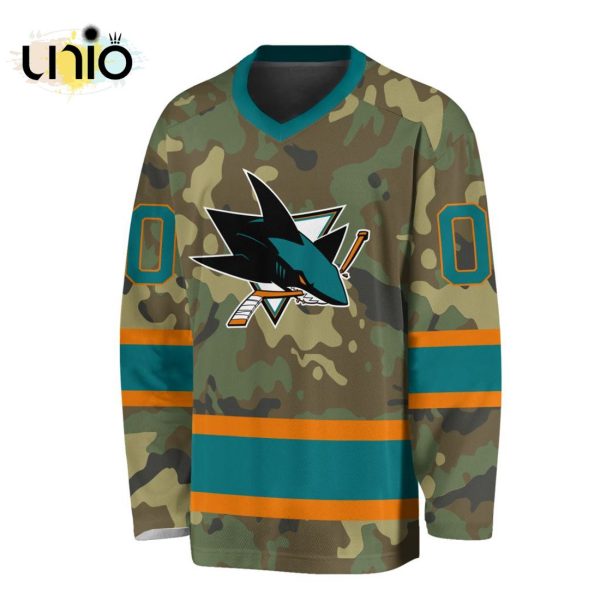 Custom NHL San Jose Sharks Special Camo Design V-neck Long Sleeve