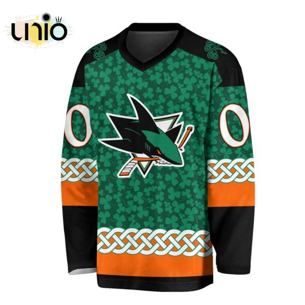 Custom NHL San Jose Sharks Special St.Patrick’s Day Design Vneck Long Sleeve