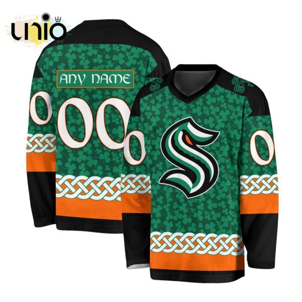 Custom NHL Seattle Kraken Special St.Patrick’s Day Design Vneck Long Sleeve