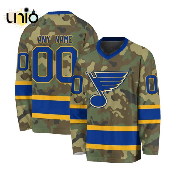 Custom NHL St. Louis Blues Special Camo Design V-neck Long Sleeve