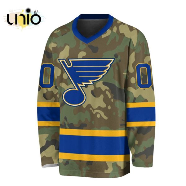 Custom NHL St. Louis Blues Special Camo Design V-neck Long Sleeve