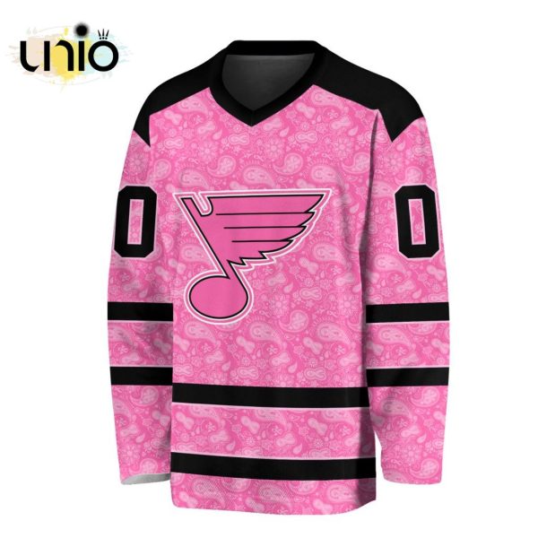 Custom NHL St. Louis Blues Special Pink V-neck Long Sleeve