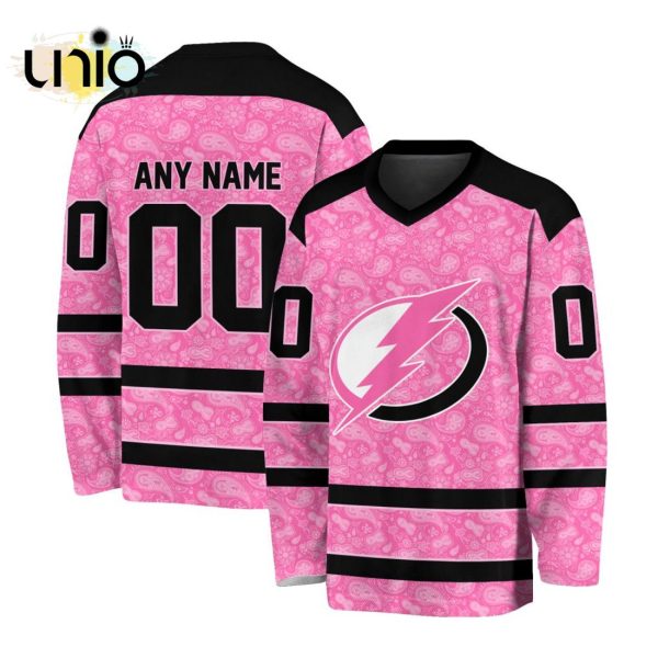 Custom NHL Tampa Bay Lightning Special Pink V-neck Long Sleeve