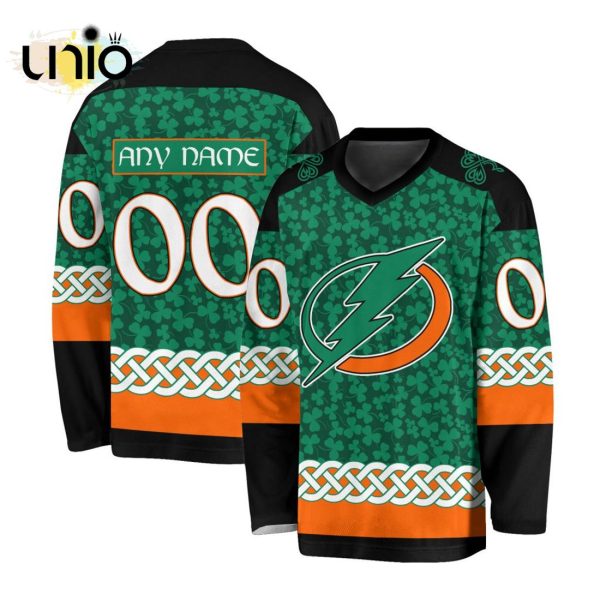 Custom NHL Tampa Bay Lightning Special St.Patrick’s Day Design Vneck Long Sleeve